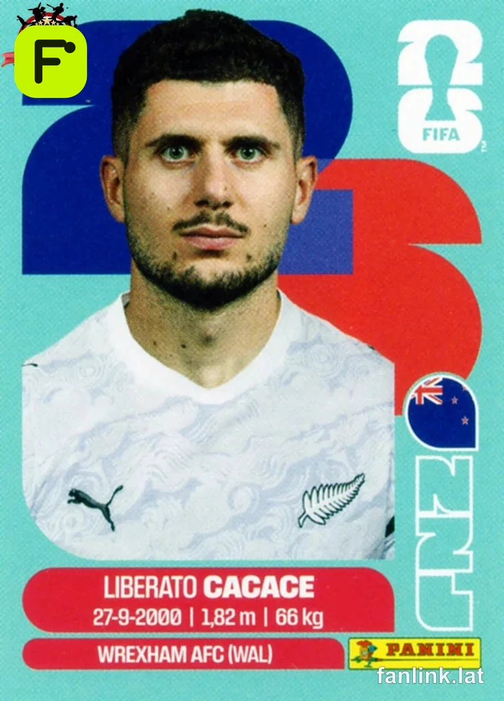 Liberato Cacace #NZL5 — Lámina Panini FIFA World Cup 2026